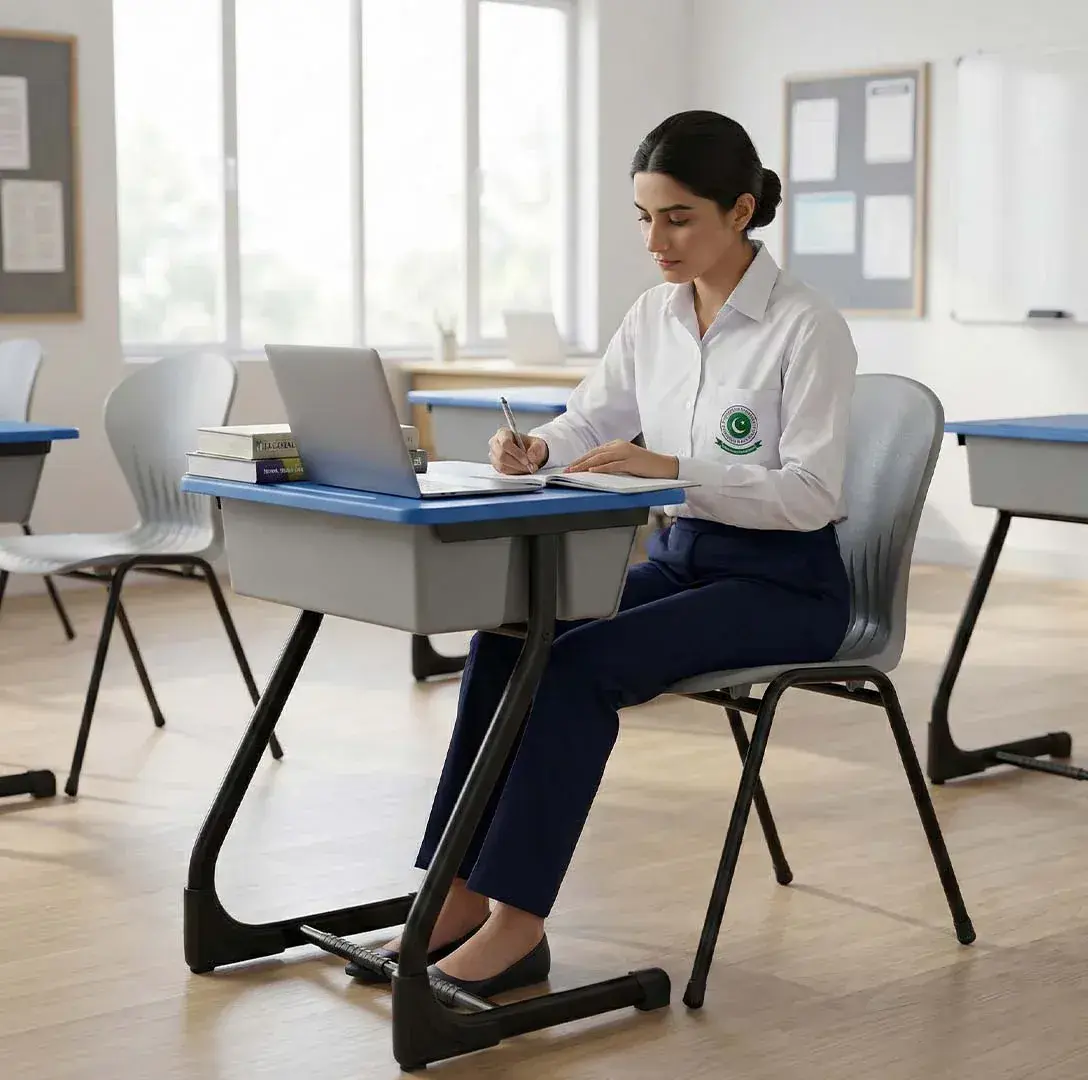 U Study Desk With Plastic Top, Box and U Frame